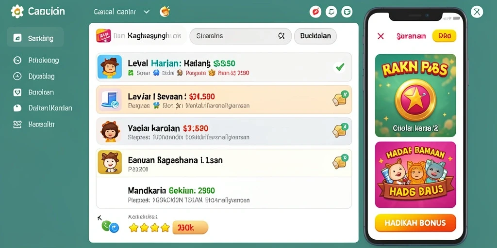 Screenshot menunjukkan tampilan antarmuka yang menarik dan modern.